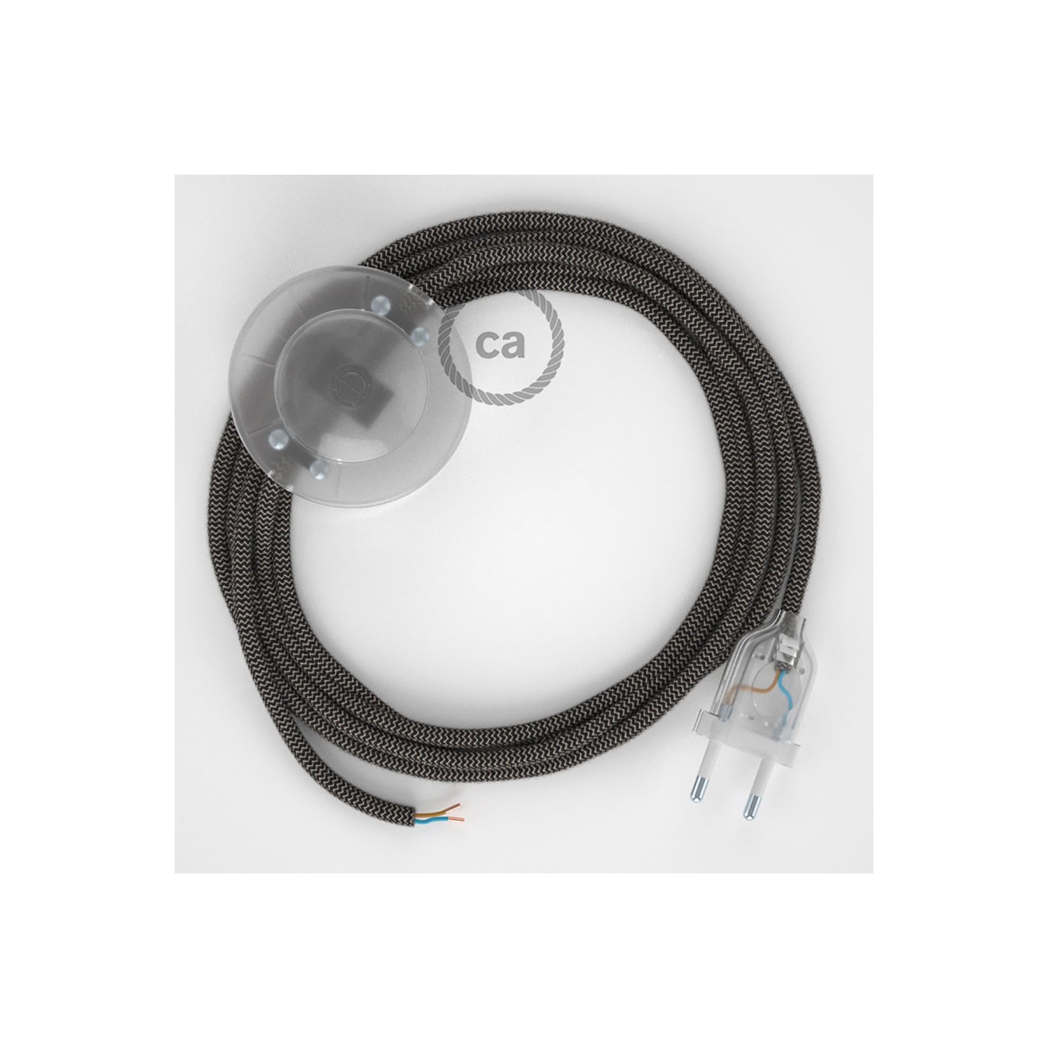 Cableado para lámpara de pie, cable RD74 ZigZag Antracita 3 m. Elige tu el color de la clavija y del interruptor!