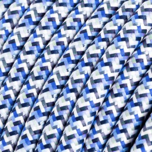 Cable eléctrico Redondo recubierto en tejido efecto seda RX03 Pixel Turquesa