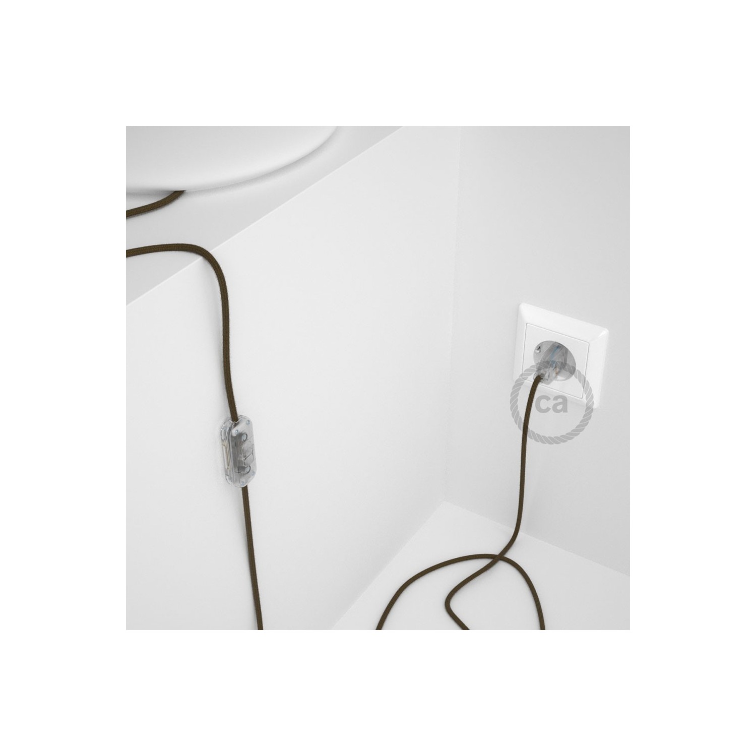 Cableado para lámpara, cable RC13 Algodón Marrón 1,8m. Elige tu el color de la clavija y del interruptor!
