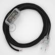 Cableado para lámpara, cable RC04 Algodón Negro 1,8m. Elige tu el color de la clavija y del interruptor!