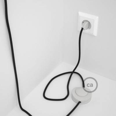 Cableado para lámpara de pie, cable RC04 Algodón Negro 3 m. Elige tu el color de la clavija y del interruptor!