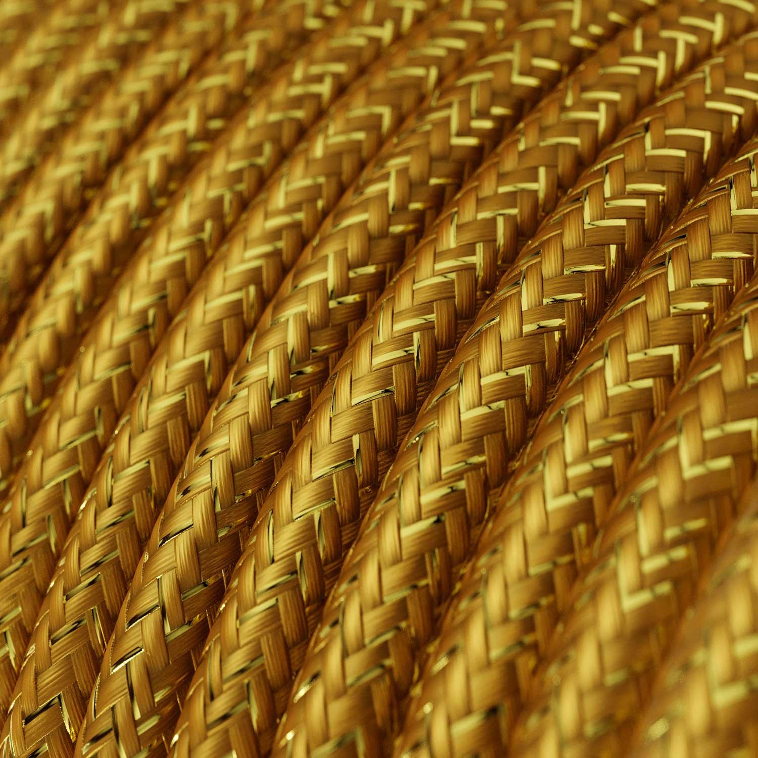 Cable Eléctrico Redondo Recubierto en tejido Efecto Seda Color Sólido, Dorado Glitter RL05