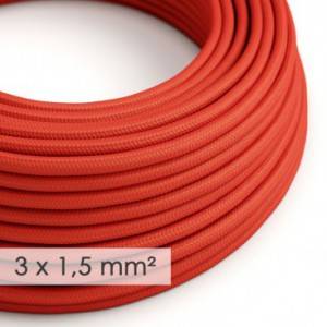 Cable electrico de sección grande 3x1,50 redondo - Tejido Efecto Seda Rojo RM09