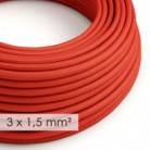 Cable electrico de sección grande 3x1,50 redondo - Tejido Efecto Seda Rojo RM09