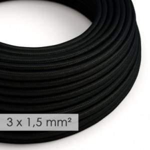 Cable electrico de sección grande 3x1,50 redondo - Tejido Efecto Seda Negro RM04
