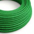 Cable Eléctrico Redondo Recubierto en tejido Efecto Seda Color Sólido, Verde Glitter RL06