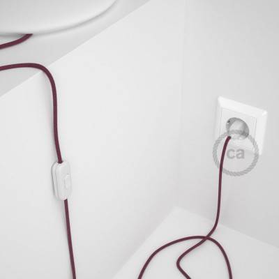 Cableado para lámpara, cable RC32 Algodón Rojo Violeta 1,8m. Elige tu el color de la clavija y del interruptor!