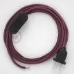 Cableado para lámpara, cable RC32 Algodón Rojo Violeta 1,8m. Elige tu el color de la clavija y del interruptor!