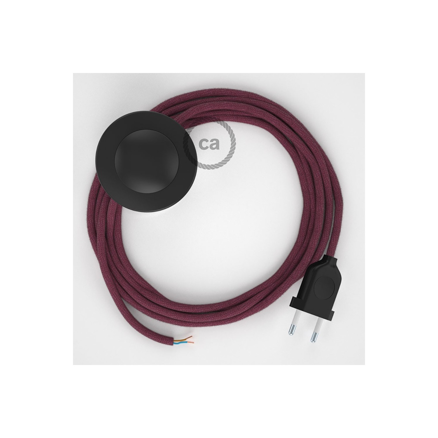 Cableado para lámpara de pie, cable RC32 Algodón Rojo Violeta 3 m. Elige tu el color de la clavija y del interruptor!