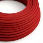 Cable Eléctrico Redondo Recubierto en Algodón Color Sólido Rojo Fuego RC35