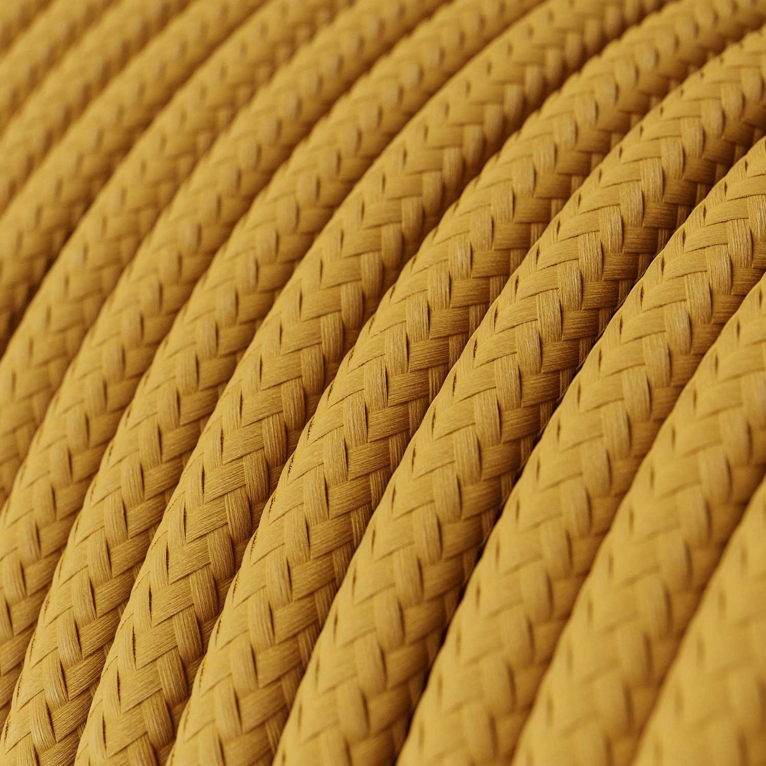 Cable Eléctrico Redondo Recubierto en tejido Efecto Seda Color Sólido, Mostaza RM25