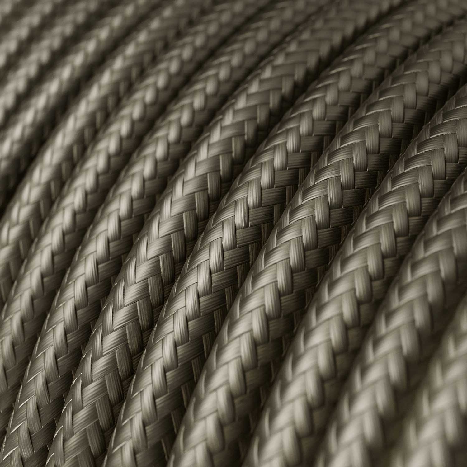 Cable Eléctrico Redondo Recubierto en tejido Efecto Seda Color Sólido, Gris Oscuro RM26