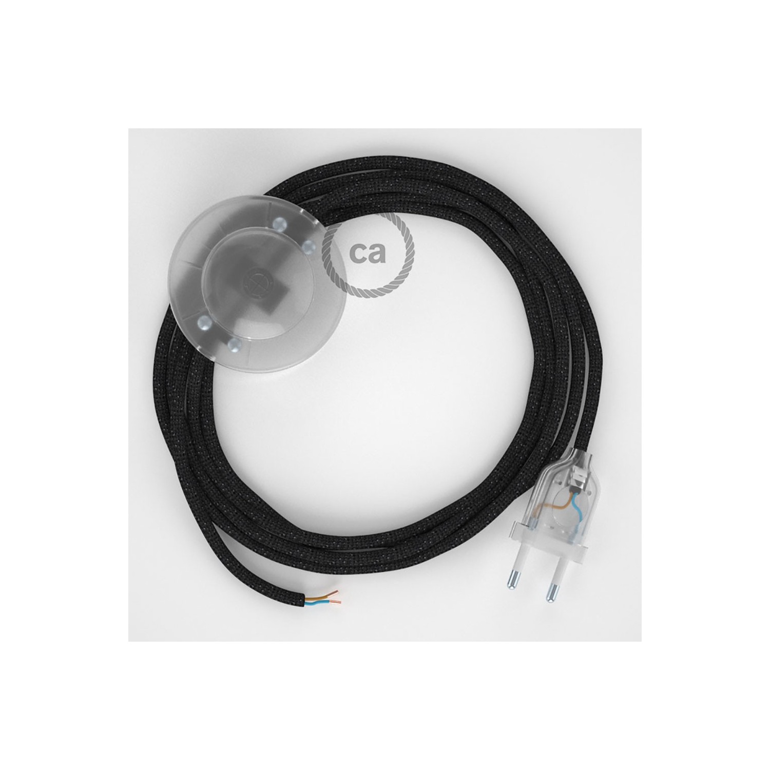 Cableado para lámpara de pie, cable RL04 Efecto Seda Glitter Negro 3 m. Elige tu el color de la clavija y del interruptor!