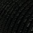 Cable Eléctrico Redondo Recubierto en tejido Efecto Seda Color Sólido, Negro Glitter RL04