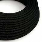 Cable Eléctrico Redondo Recubierto en tejido Efecto Seda Color Sólido, Negro Glitter RL04