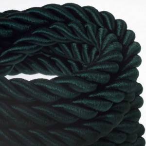 Cordón 2XL, cable eléctrico 3x0,75, recubierto en tejido verde oscuro brillante. Diámetro: 24mm.