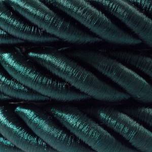 Cordón 2XL, cable eléctrico 3x0,75, recubierto en tejido verde oscuro brillante. Diámetro: 24mm.