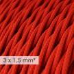 Cable electrico de sección grande 3x1,50 trenzado - Tejido Efecto Seda Rojo TM09