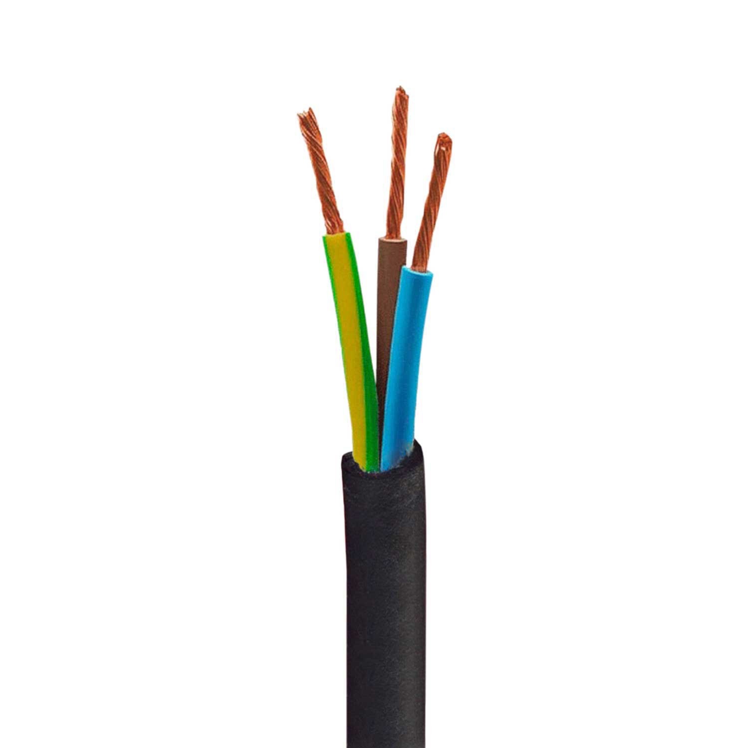 Cable eléctrico para exterior redondo revestido en tejido Rayón Negro SM04