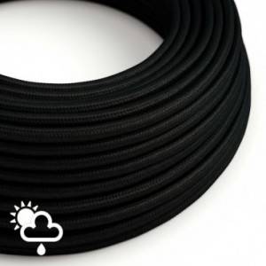Cable eléctrico para exterior redondo revestido en tejido Rayón Negro SM04