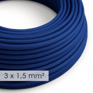 Cable electrico de sección grande 3x1,50 redondo - Tejido Efecto Seda Azul RM12