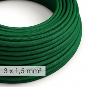 Cable electrico de sección grande 3x1,50 redondo - Tejido Efecto Seda Verde Oscuro RM21