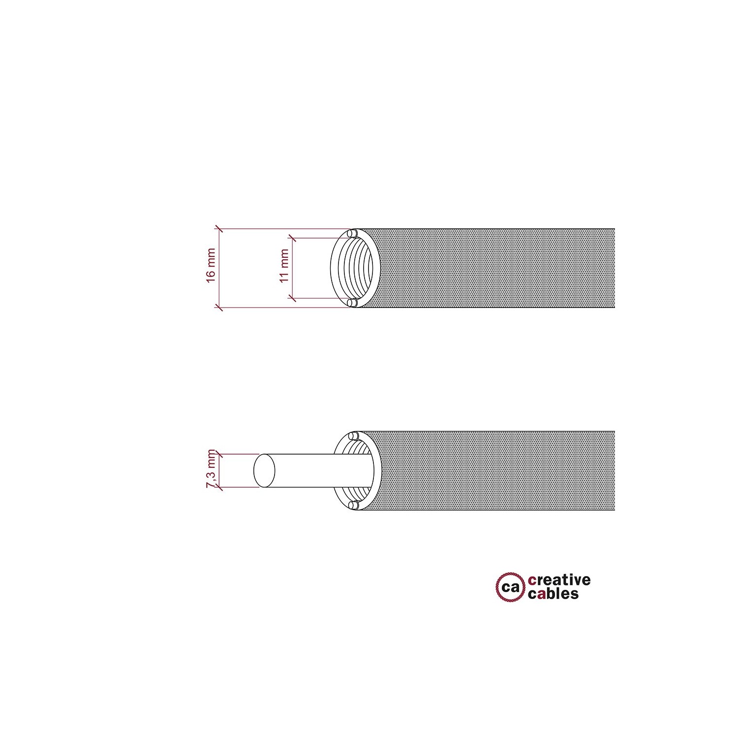 Creative-Tube, Tubo flexible con revestimiento de tela Rayón Negro RM04, diámetro 16 mm