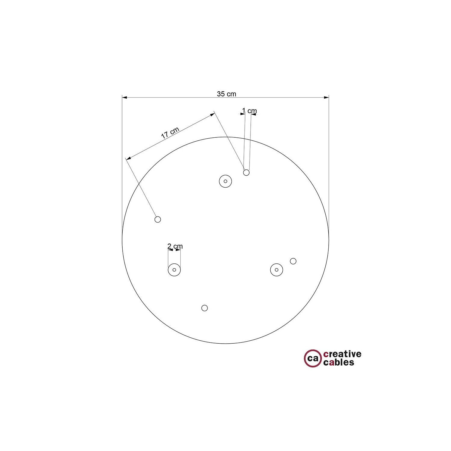 Escudo XXL circular 35cm a 4 agujeros acero satinado completo de accesorios