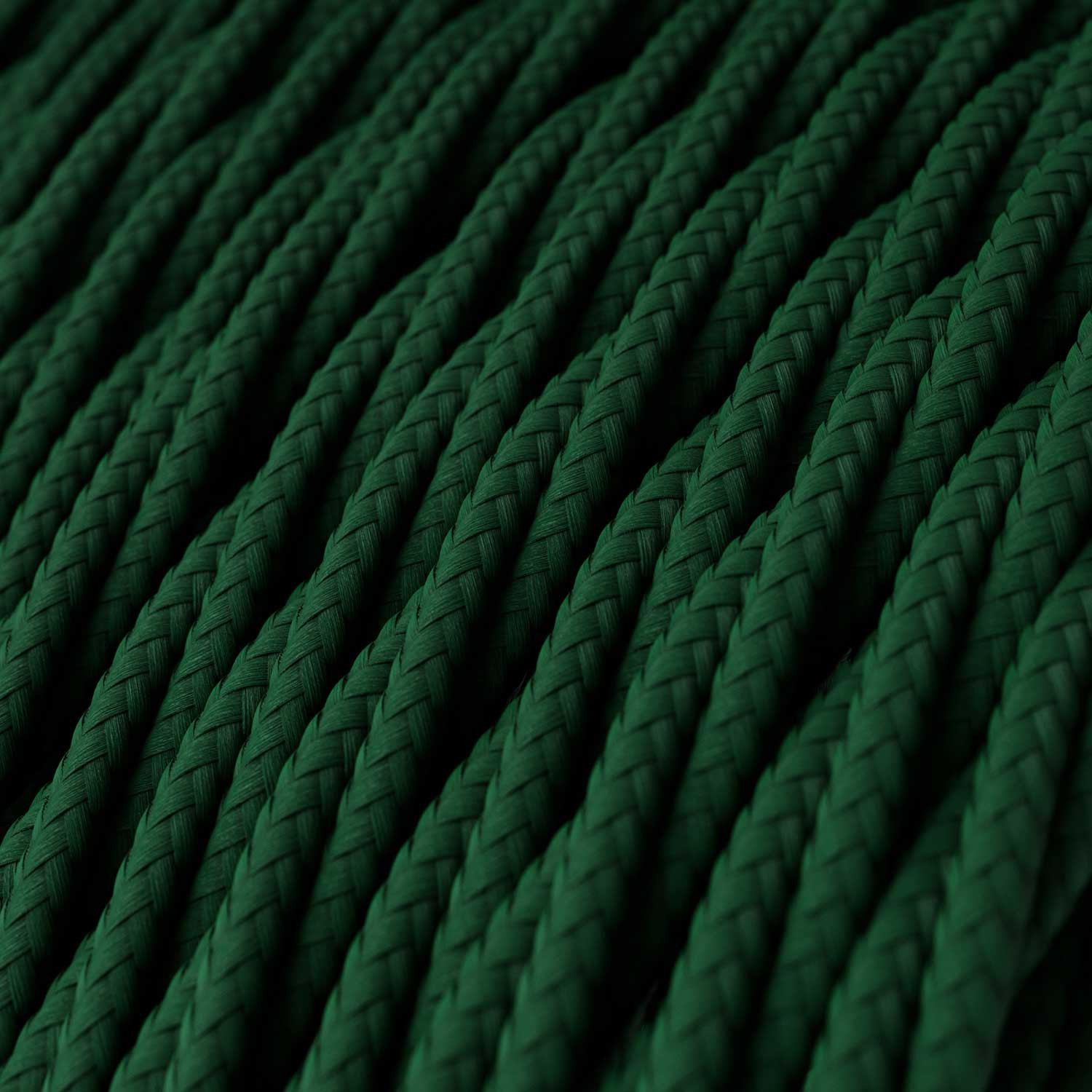 Cable Eléctrico Trenzado Recubierto en tejido Efecto Seda Color Sólido Verde Oscuro TM21