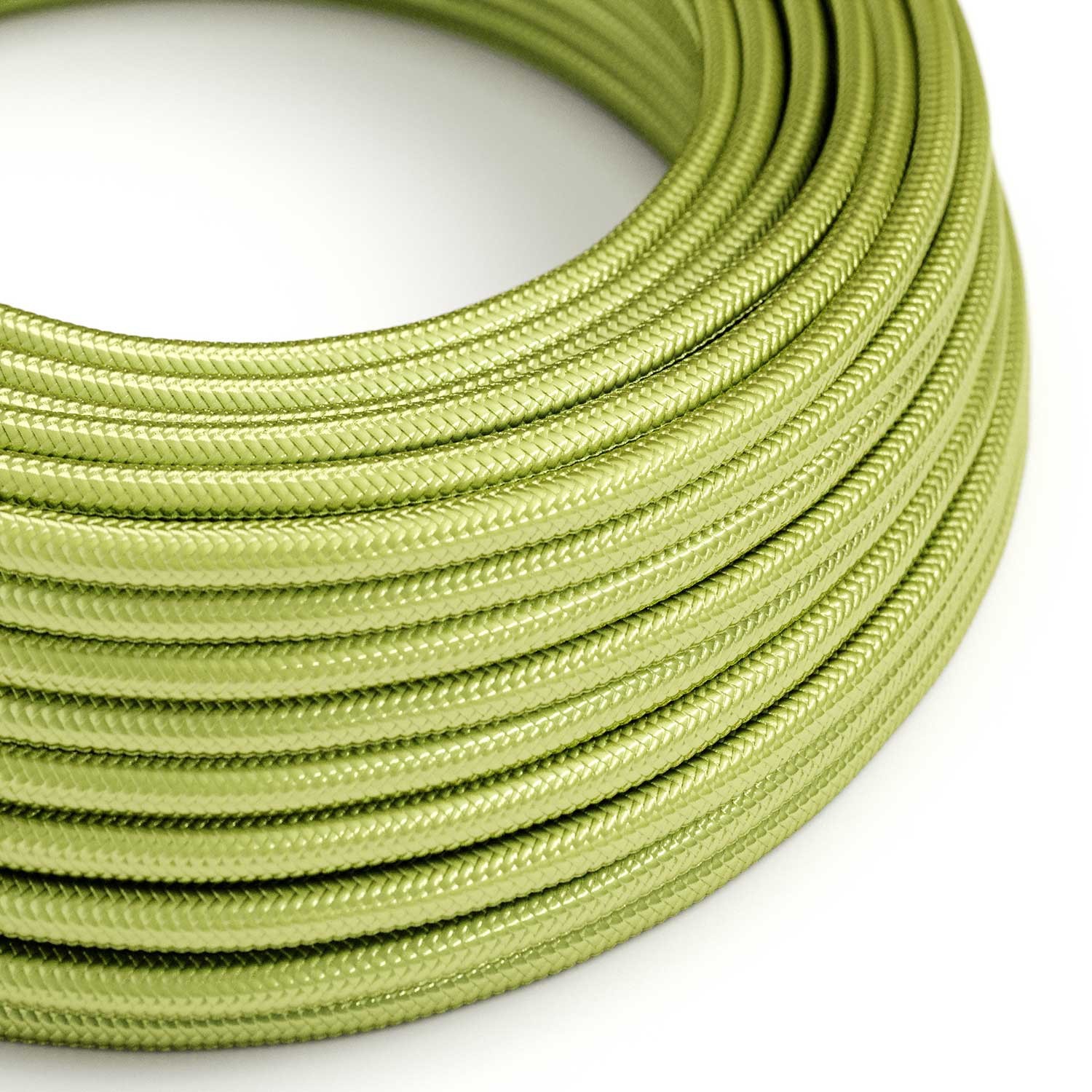 Cable Eléctrico Redondo recubierto en tejido de Rayón Color Sólido Kiwi RM32