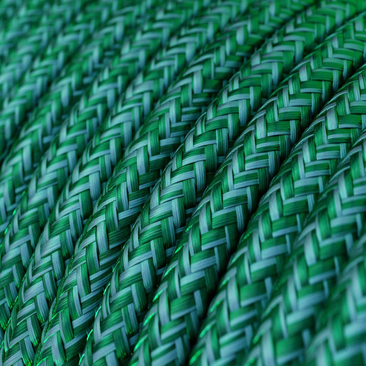 Cable Eléctrico Redondo recubierto en tejido de Rayón Color Sólido Esmeralda RM33