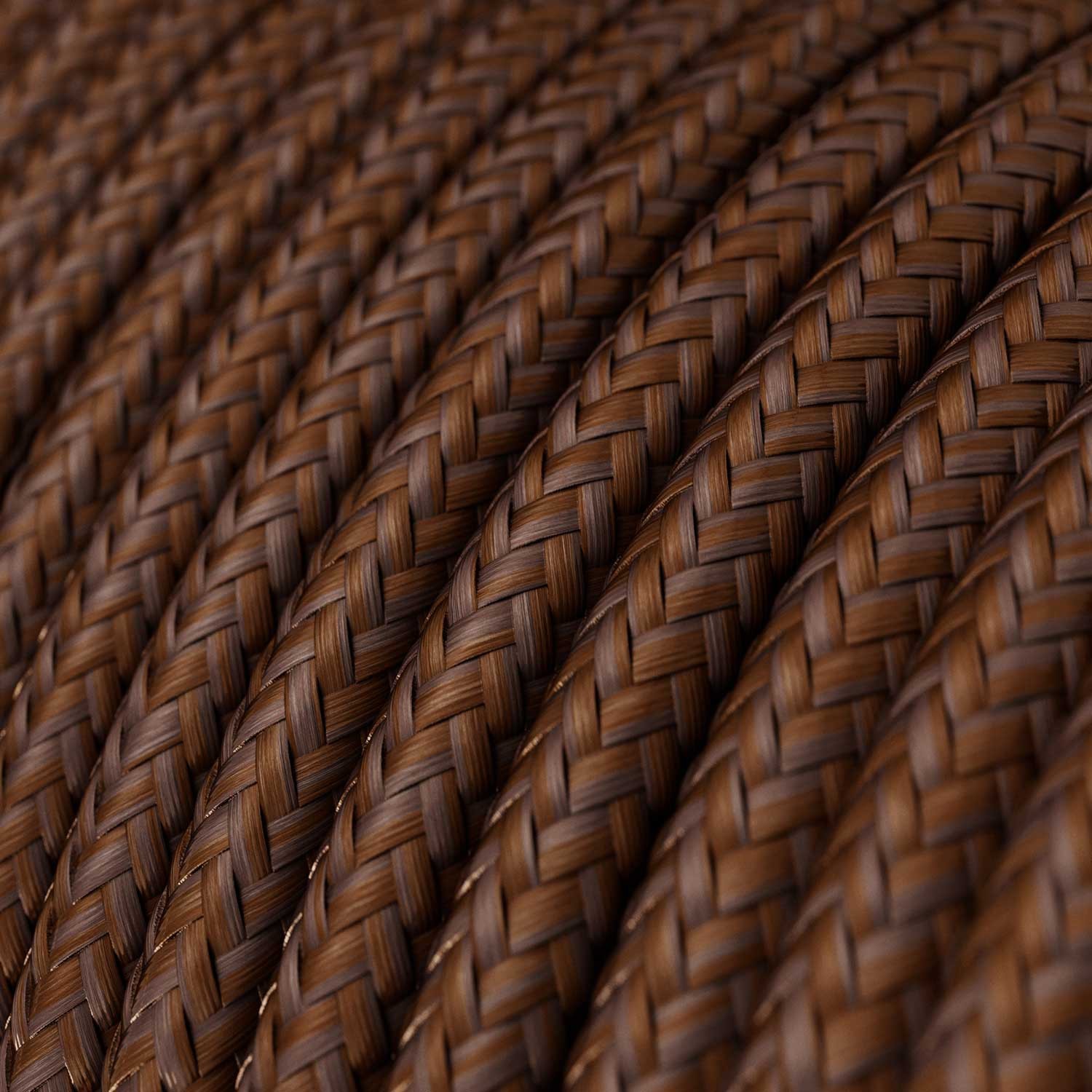 Cable Eléctrico Redondo recubierto en tejido de Rayón Color Sólido Herrumbre RM36