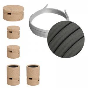 Kit "Wiggle" del Filé System - con 3m cable textil guirnalda y 5 accesorios de madera
