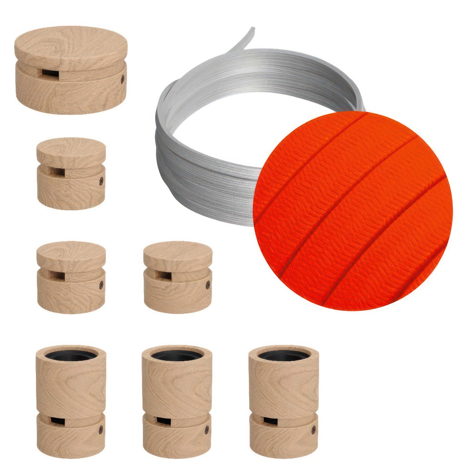 Kit "Linear" Filé System - con 5m cable textil guirnalda y 7 accesorios de madera