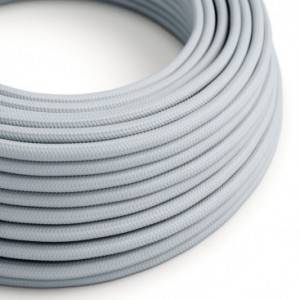 Cable eléctrico redondo cubierto con tela de seda lisa de color gris claro azulado RM30