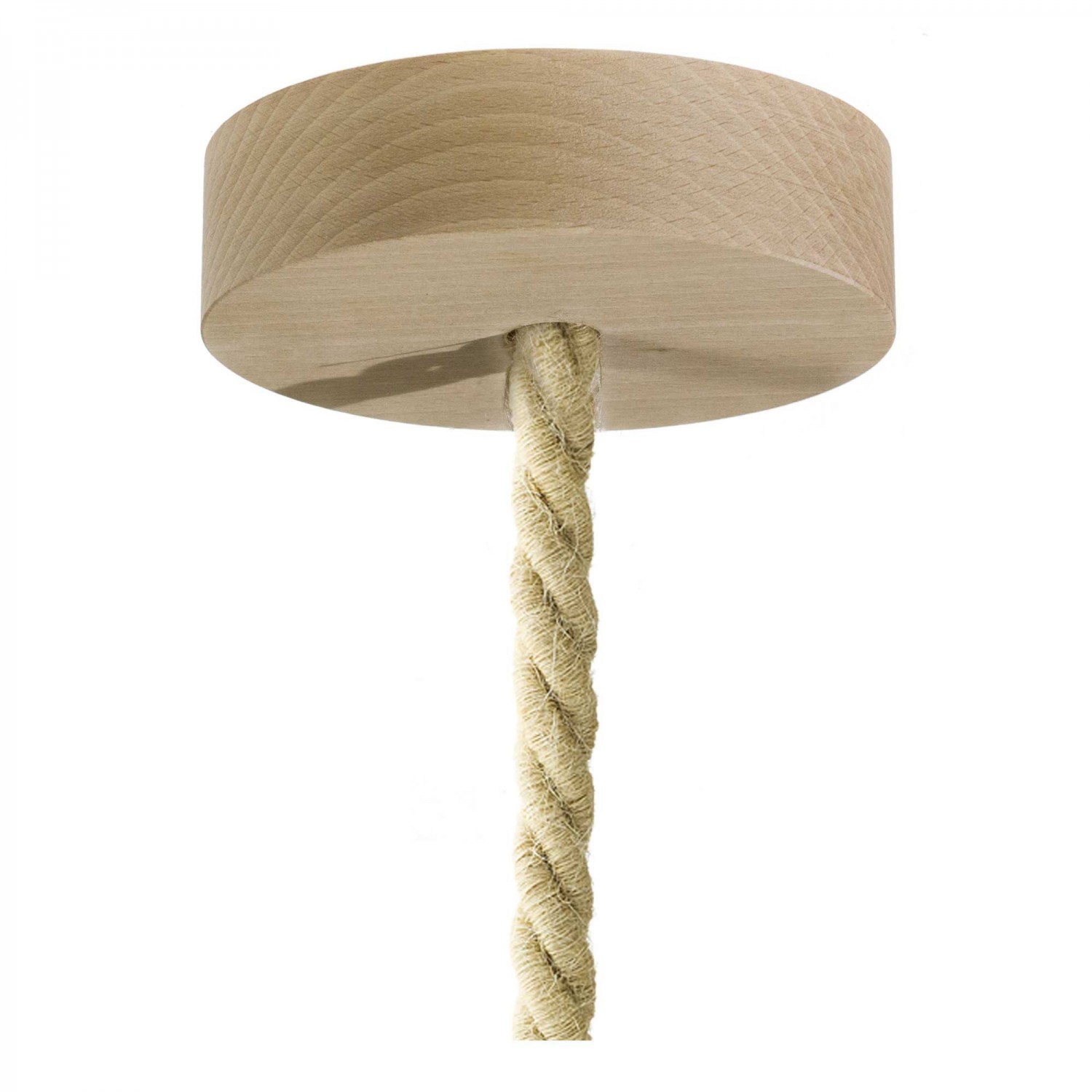Lámpara colgante hecha en Italia con cordón náutico XL y acabados en madera