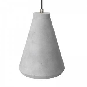 Lámpara colgante hecha en Italia con cable textil, pantalla Embudo en acabados de cemento y metal