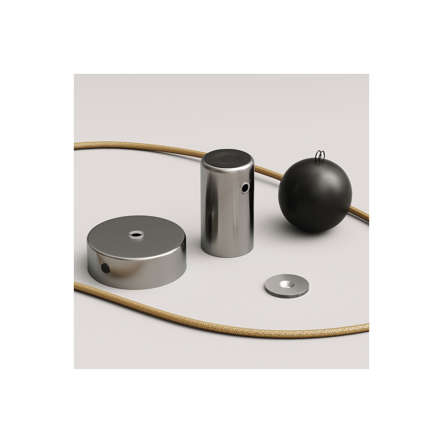 Lámpara de suspensión Magnetic®-Pendel con cable textil y portalámparas magnético ajustable
