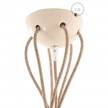 Lámpara colgante múltiple con 6 caídas Made in Italy con cable textil y acabados en cerámica de colores
