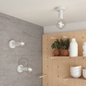 Fermaluce Wood M, lámpara de pared o techo en madera natural pintada