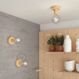 Fermaluce Wood S, lámpara de pared o techo en madera