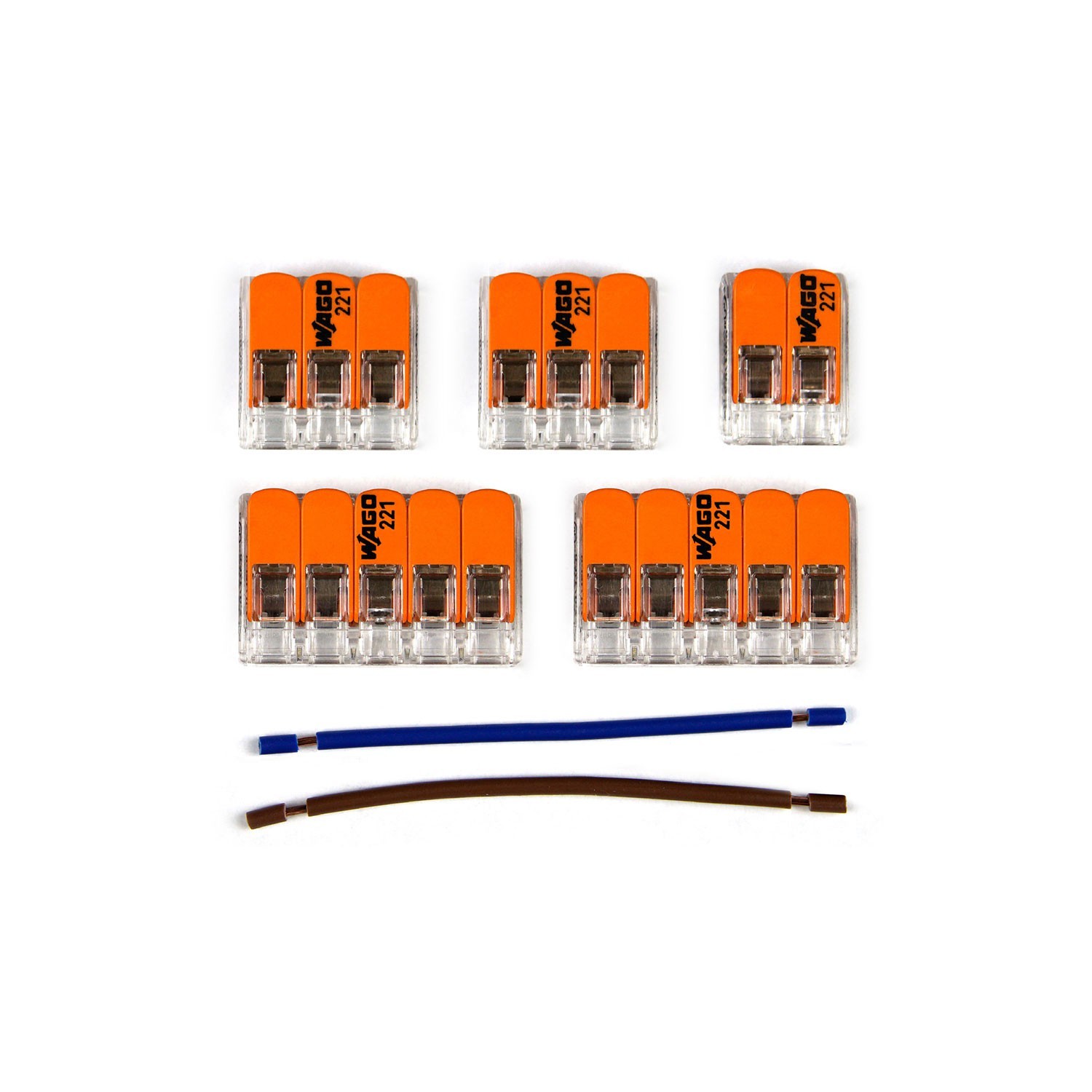 Kit de conectores WAGO compatible con cable de 2 conductores para escudo de techo de cinco orificios