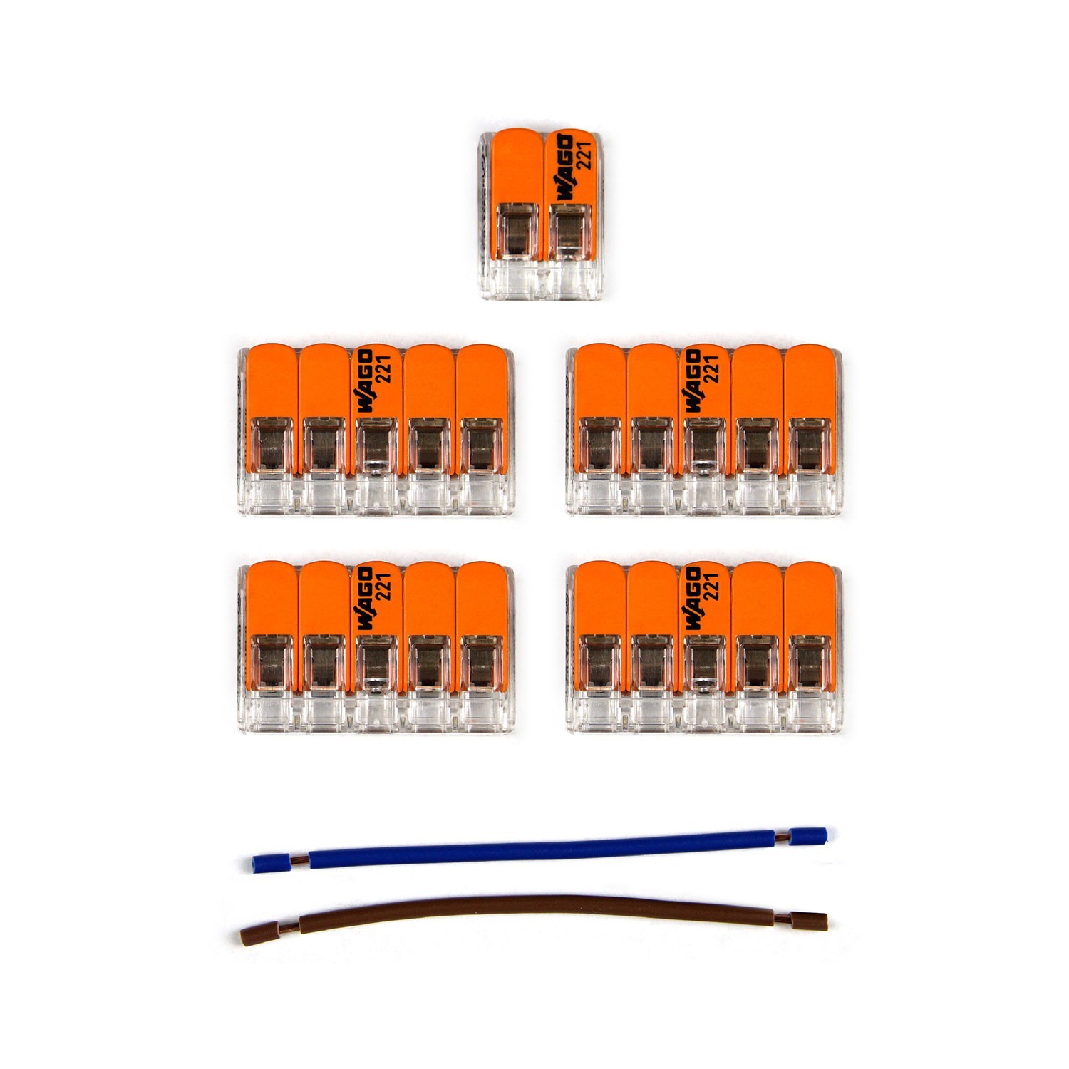 Kit de conectores WAGO compatible con cable de 2 conductores para escudo de techo de siete orificios