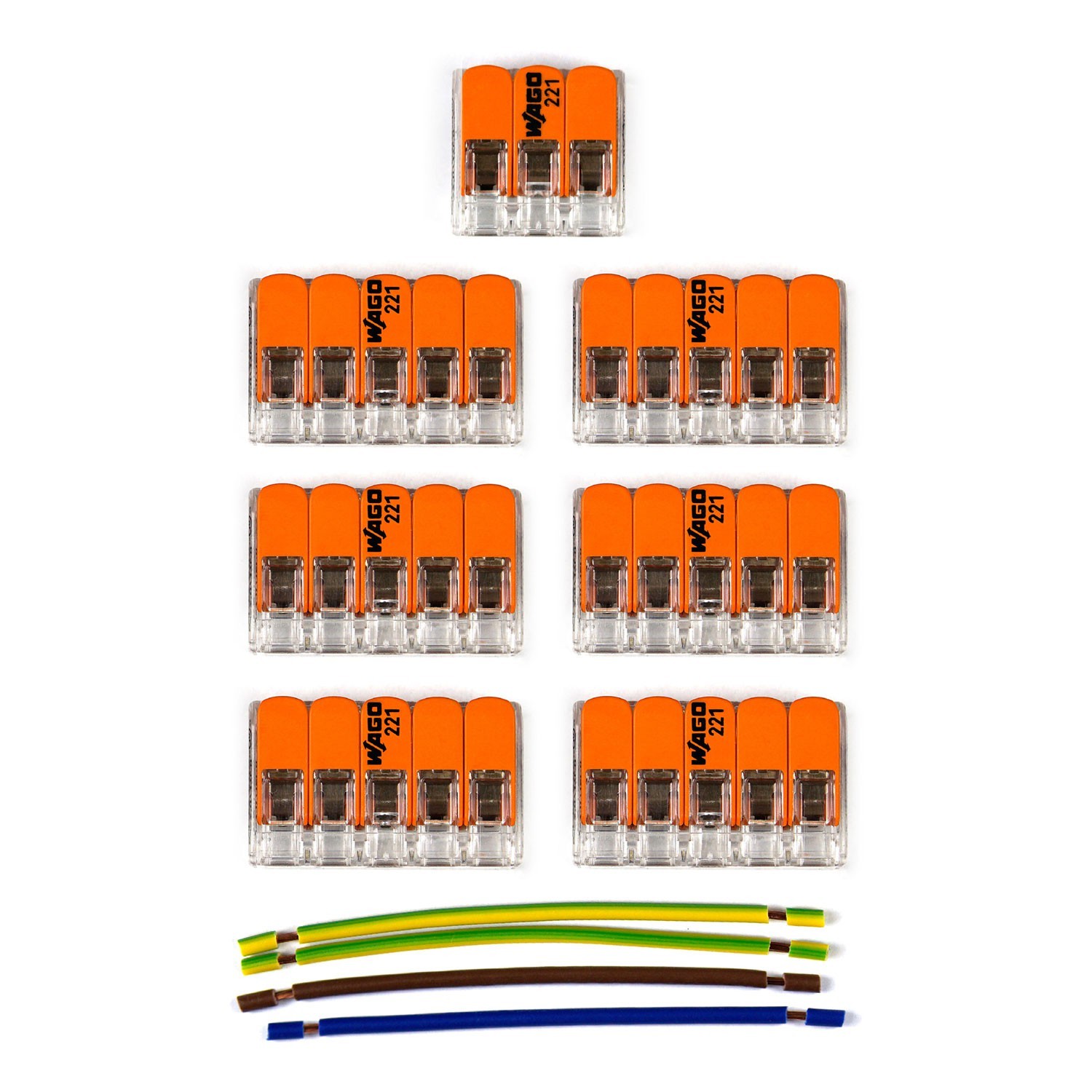 Kit de conectores WAGO compatible con cable con polo a tierra para escudo de techo de seis orificios