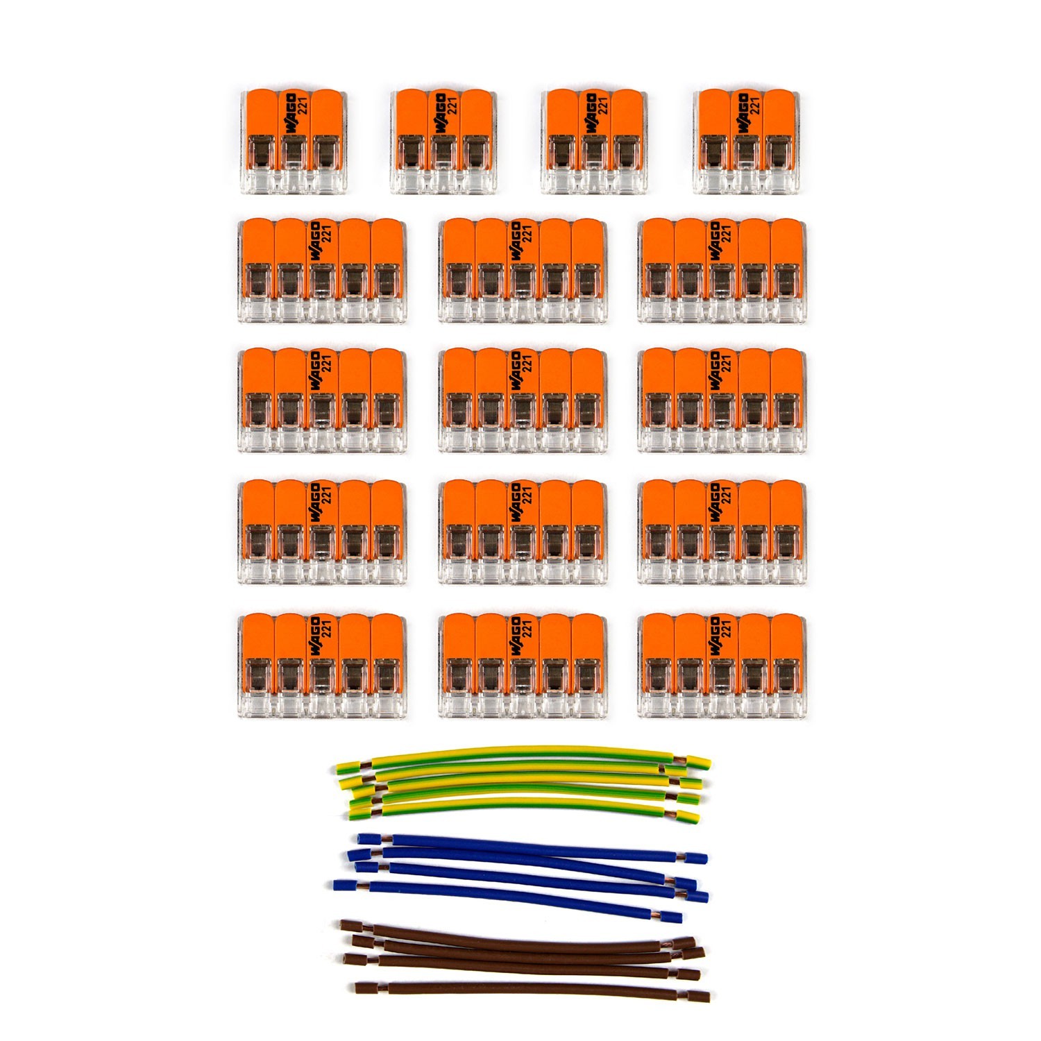 Kit de conectores WAGO compatible con cable con polo a tierra para escudo de techo de catorce orificios