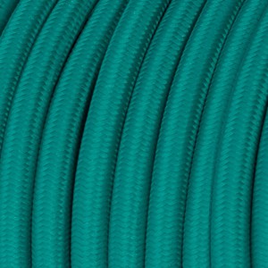 Cable Eléctrico Redondo Recubierto en tejido Efecto Seda Color Sólido, Turquesa RM71