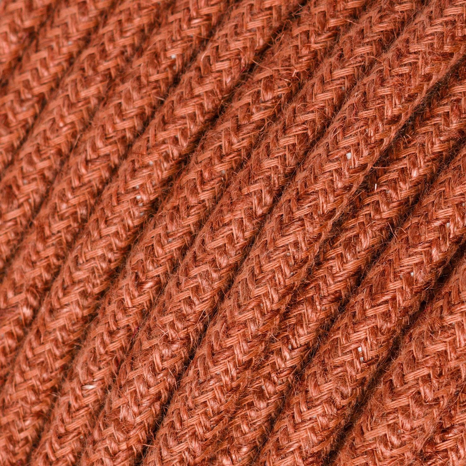 Cable Eléctrico Redondo Recubierto en Yute color Arcilla Naranja RN27