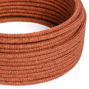 Cable Eléctrico Redondo Recubierto en Yute color Arcilla Naranja RN27