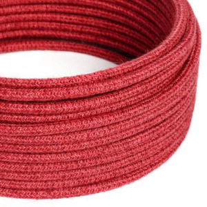 Cable eléctrico redondo recubierto en yute color Rojo Cereza RN24