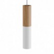 Lámpara colgante completa con cable textil y pantalla doble en madera y metal Tub-E14 - Hecha en Italia